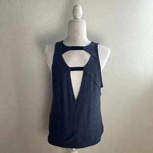 Beyond Yoga Heathered Black/Gray Soft Cut Out Tank Top